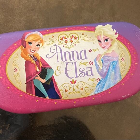 DISNEY Frozen Girls Child Sunglasses New! Case Anna Elsa Purple Blue Pink Signed - Picture 5 of 8